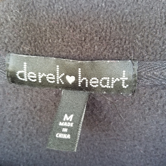 Derek Heart Black Medium quarter zip Cropped Fleece Sweatshirt w/ Leopard Trim - Picture 8 of 9